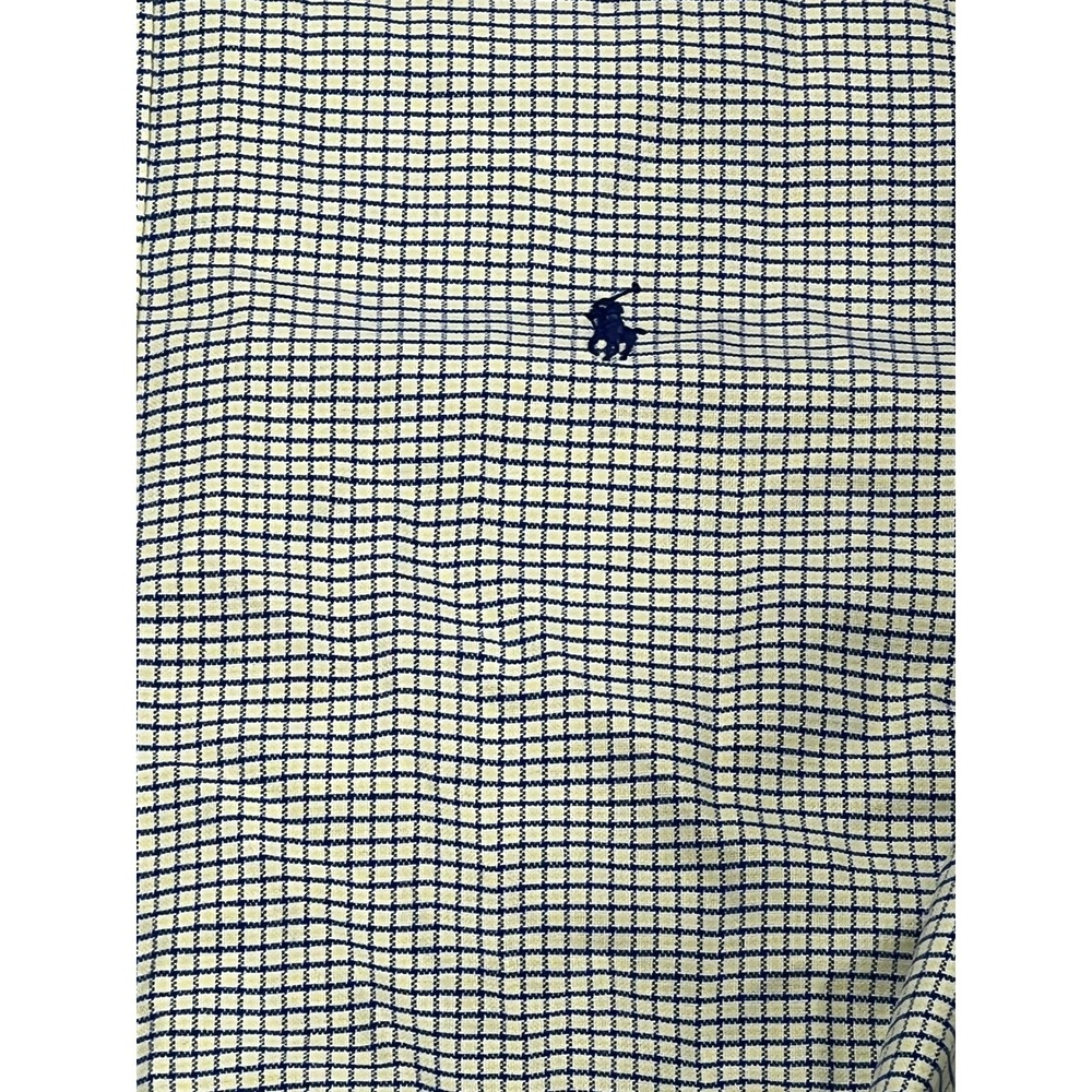 Ralph Lauren Classic Fit Button Down Shirt Mens 17 1/2 36/37 Yellow Blue Check - Picture 2 of 8